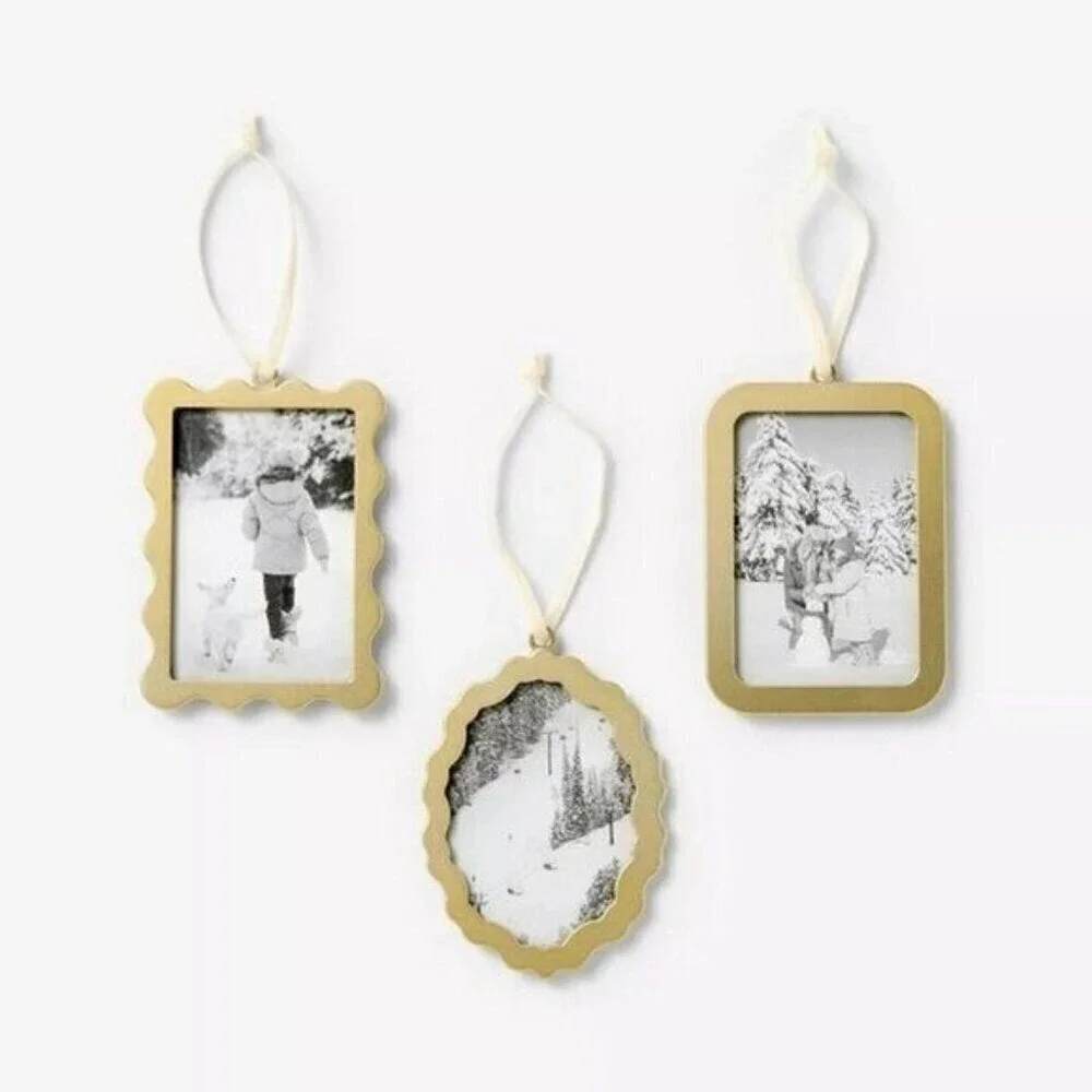 3pc Gold Picture Frame Ornaments Gold - Threshold Studio‎ McGee, Christmas 2024